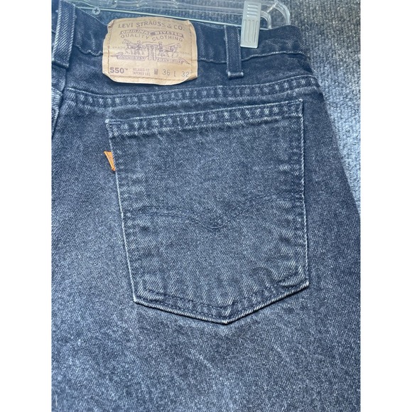 Vintage Levis 550 Jeans Mens 36x32 (32x30 Actual) Black Taper Leg Y2K ORANGE TAB - Picture 6 of 13